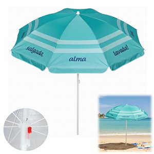 Guarda Sol 1,8m Aço Sombreiro Ipanema Turquesa Frase - 1505 Tobee