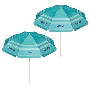 Kit 2 Guarda Sol 1,8m Aço Sombreiro Ipanema Turquesa Frase - 1505 Tobee