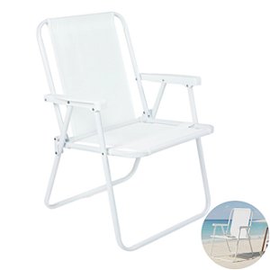 Cadeira de Praia Alta Piscina Jardim Aço Branca 110Kg - 2058 Mor