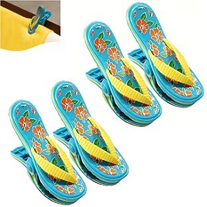 Kit 4 Prendedores De Toalha Sandália Azul Clip Para Cadeira De Praia - 3100 Tobee