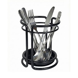 Suporte Escorredor Porta Talheres Utensílios Pia Bancada Cozinha Preto Onix - 1195OX Future