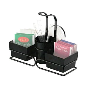 Porta Sachê Mexedor Guardanapos Café Adoçante Preto Fosco 2247PT - Future