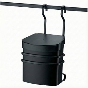 Suporte Com Lixeira 2,5 Litros de Barra Parede Cozinha Preto Fosco - 2809PT Future