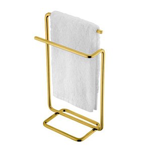 Suporte Porta Toalha De Rosto Toalheiro Duplo de Bancada Banheiro Dourado - 2022DO Future