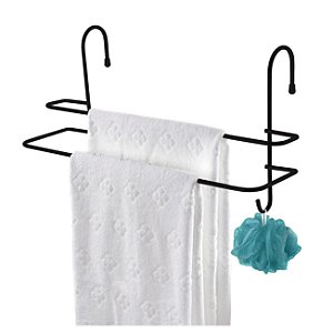 Suporte Porta Toalha Toalheiro Duplo 45cm Box Banheiro Preto Fosco - 1175PT Future