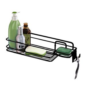 Suporte Porta Shampoo Sabonete Parede Prateleira Banheiro Preto Fosco - 998PT Future