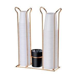 Suporte Organizador Porta Copos Descartáveis 200/80/50ml Mexedor Rose Gold - 1060PT Future