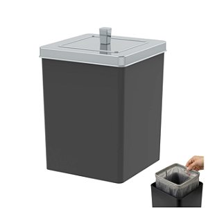 Lixeira Quadrada 6,5 Litros Cesto De Lixo Preto/Dourado Para Banheiro Cozinha - 530PTC Future