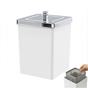 Lixeira Quadrada 6,5 Litros Cesto De Lixo Cromada Para Banheiro Cozinha - 530BCC Future