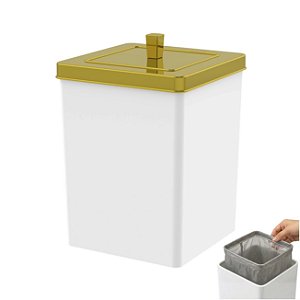 Lixeira Quadrada 6,5 Litros Cesto De Lixo Dourada Para Banheiro Cozinha - 530BCD Future