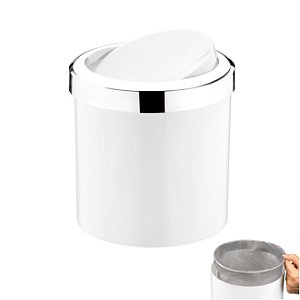 Lixeira 5 Litros Tampa Cesto De Lixo Basculante Para Cozinha Banheiro  Cromada - 1215BCC Future