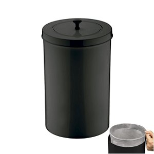 Lixeira 8 Litros Tampa Cesto De Lixo Preto Para Cozinha Banheiro Escritório - 581 Future