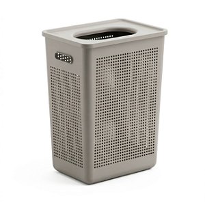 Cesto de Roupa Com Tampa Plástico 38 Litros Flow  Lavanderia Banheiro Bege - CFW2100BGF Ou