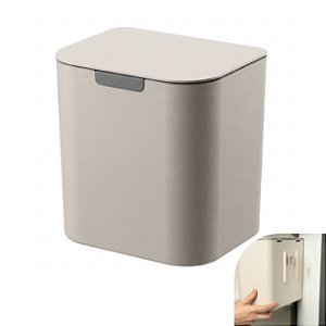 Lixeira 5 Litros Bege Liv Suporte Adesivo de Parede Cozinha Banheiro - LX600BGF Ou