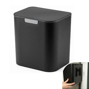 Lixeira 5 Litros Preta Liv Suporte Adesivo de Parede Cozinha Banheiro - LX600PTF Ou