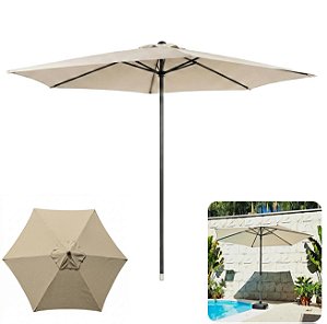 Ombrelone 3 metros Guarda Sol Sombrero 6 Hastes Central Jardim Piscina JURERÊ Bege - AMZ