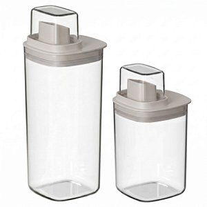Kit 2 Dispenser Amaciante Sabonete Líquido Dosador 1L + 1,5L Lavanderia Bege - Flow Ou