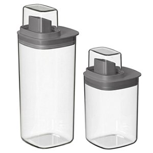 Kit 2 Dispenser Amaciante Sabonete Líquido Dosador 1L + 1,5L Lavanderia Chumbo - Flow Ou