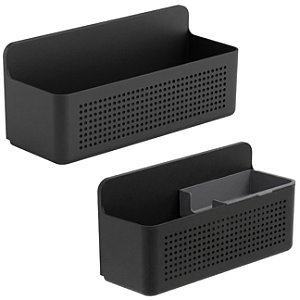 Kit 2 Organizadores de Parede Armario Lavanderia Suporte Adesivo Preto - Flow Ou