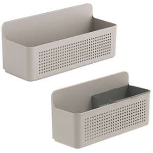 Kit 2 Organizadores de Parede Armario Lavanderia Suporte Adesivo Bege - Flow Ou