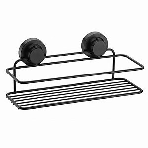 Suporte Prateleira Porta Shampoo Preto Fosco Com Adesivo Parede Banheiro - 230PT Future