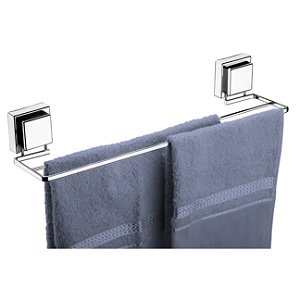 Suporte Porta Toalha Toalheiro Duplo 45cm Cromado Com Adesivo Parede Banheiro - 104 Future