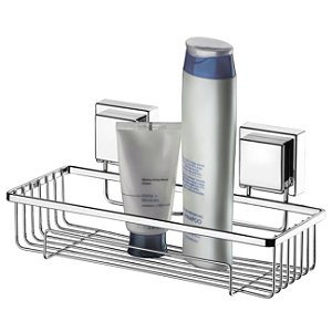 Suporte Prateleira Porta Shampoo Cromado Com Adesivo Parede Banheiro - 100 Future