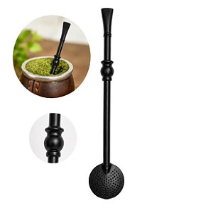 Bomba de Chimarrão Mate Com Biqueira Inox Preto Fosco 23cm - 701.01 Taumer