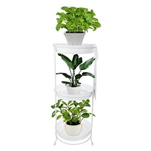Suporte Aramado Branco para Vasos de Plantas 3 Bandejas Floreira - 102/6 Azzo
