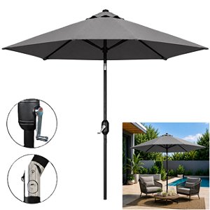 Ombrelone Guarda Sol 2,5m Com Manivela Articulado Jardim Piscina Ipanema CINZA - AMZ