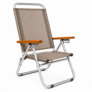Cadeira de Praia Alumínio Elegance Reclinável Reforçada Até 120Kg Avelâ - 1205 Zaka