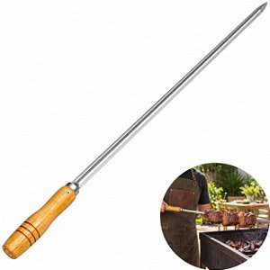 Espeto Simples Inox 85cm 1,50mm Cabo Madeira - 320 Matrinox