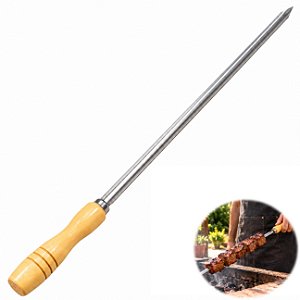 Espeto Simples Inox 85cm Cabo Madeira 1,20mm - 2 Matrinox