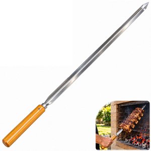 Espeto Largo Para Costelão Churrasco Inox Cabo Madeira - 109 Matrinox