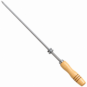 Espeto Inox Para Coração Cabo Madeira + Roldana Móvel 85cm 1,20mm - 1 Matrinox