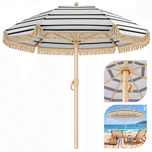 Ombrelone Guarda Sol Central 2,20m Mood Boho com Franja - 20972 Belfix