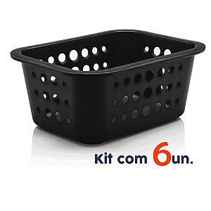 Kit 6 Cestos Caixas Organizadoras P 1,5L Lavanderia Closet Multiuso - Ou