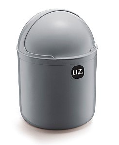 Lixeira Plástica 4 Litros Cesto De Lixo Tampa Capacete Cozinha Pia - UZ350 Uz - Cinza