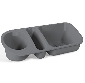 Organizador De Pia Suporte Porta Detergente Esponja Sabão Cozinha Plus - UZ322 Uz - Cinza