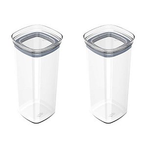 Kit 2 Pote Tampa Hermético 1,5l Porta Alimento Mantimento Cozinha Block - Ou