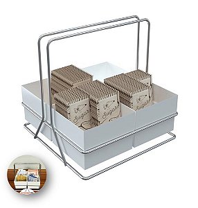 Suporte Organizador Porta Sachês Chá Açúcar Café Cozinha Bancada - 1460 Stolf