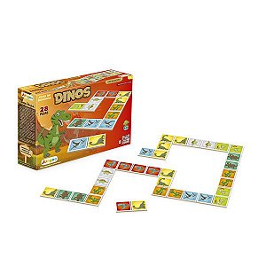 Jogo Dominó Infantil Dinos Educativo Brinquedo madeira  - 752 Junges