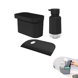 Kit Organizador Pia Dispenser Porta Detergente Rodo Compacto Bancada Cozinha -Ou