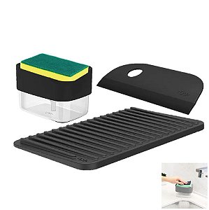 Kit Dispenser Porta Detergente Esponja Escorredor Copos Utensílios Rodo Pia Cozinha - Ou