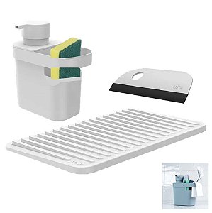 Kit Dispenser Porta Detergente Utensílios Escorredor Copos Rodo Pia Cozinha - Ou