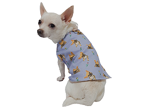 Capinha Dupla Face para Cachorro Bulldogue Azul Gaby Moda Pet