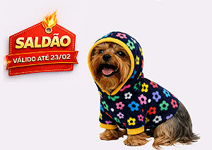 Roupa para Cachorro Cães Inverno Blusão Soft Capuz Florzinha - Saldão