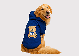 Blusão Moletom com Capuz para Cachorro Ursinho Azul