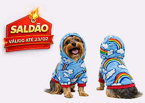 Roupa para Cachorro Cães Inverno Blusão Soft Capuz Arco Iris- Saldão