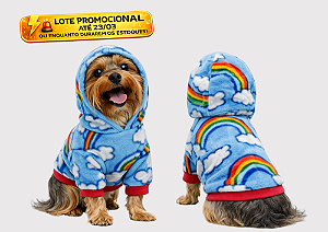Roupa para Cachorro Cães Inverno Blusão Soft Capuz Arco Iris
